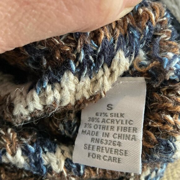 Vintage Silk Blend Striped Cardigan Sweater Button Small - Picture 4 of 4